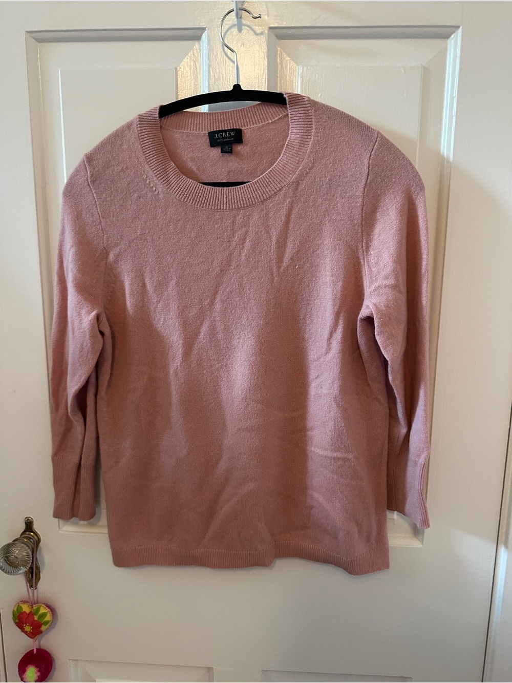 J. Crew Split Hem 100% Cashmere Crewneck Sweater in Dusty Pink